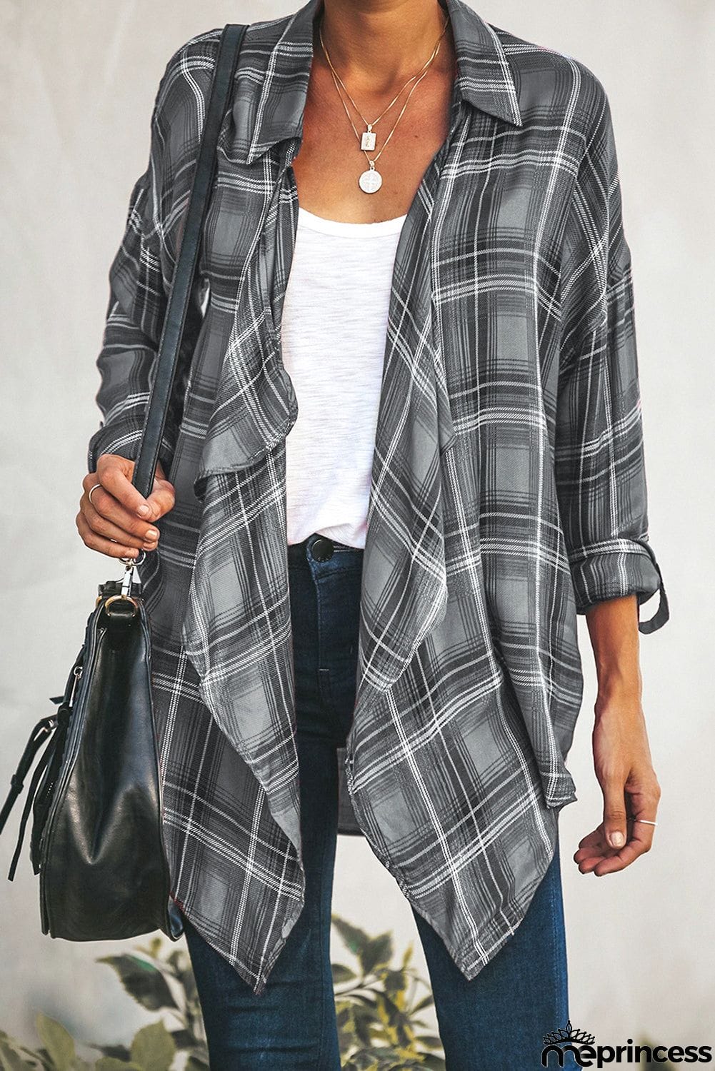 Plaid Drape Cardigan