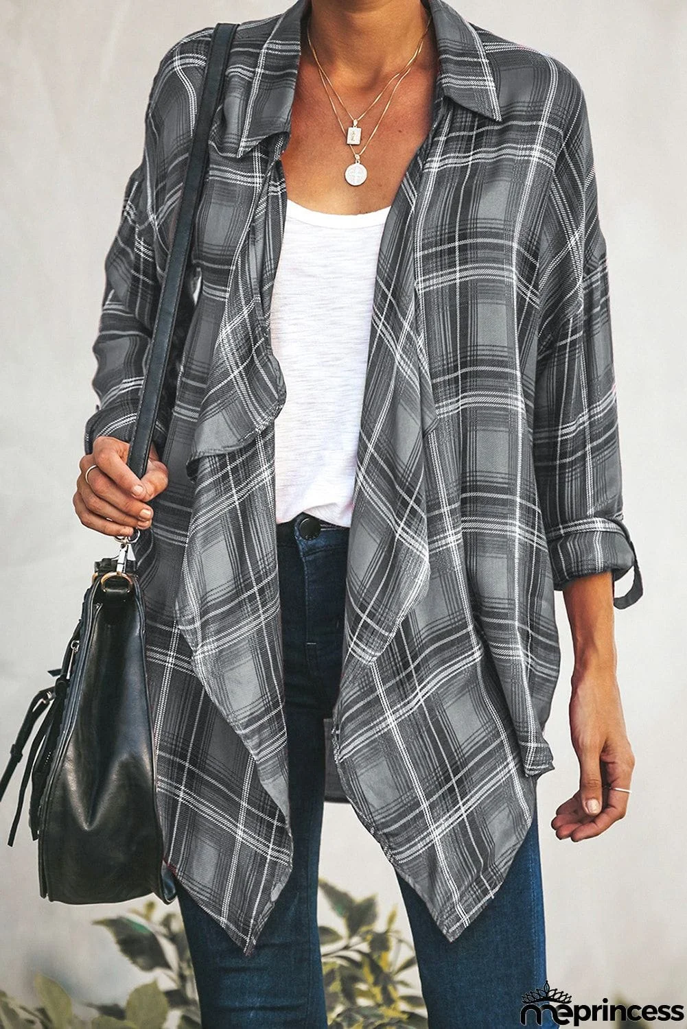 Plaid Drape Cardigan