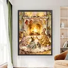 Rabbit Family Full Stamped Cross Stitch Kit 14CT 2-Strand 45x60cm Animal Series