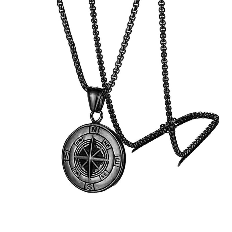 Retro Punk Animal Compass Titanium Steel Iron Zinc Alloy Plating Unisex Pendant Necklace Men Pendant Necklaces