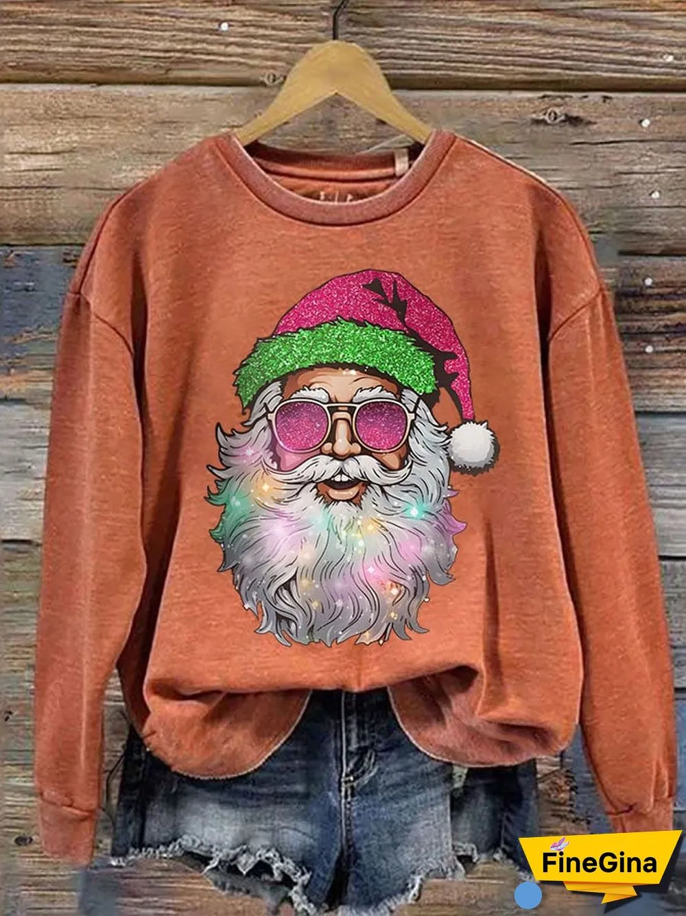 Women's Santa Print Sweatshirt
