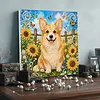 Sunflower Corgi 3D Bead Art Kit DIY Pearls Diamond Painting Animal Pattern Framed Canvas Home Wall