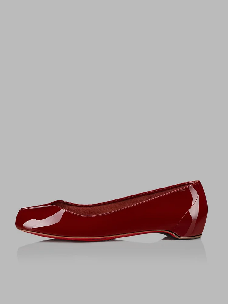 Miseyes Women's Flat Split Toe Pig's Hoof Horseshoe Shallow Slip-on Height-Enhancing Ballet Red Bottom Shoes