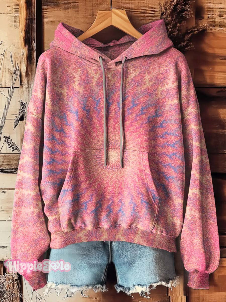 Vintage Kaleidoscopic Tie Dye Print Casual Hoodie Sweatshirt Multicolor / S