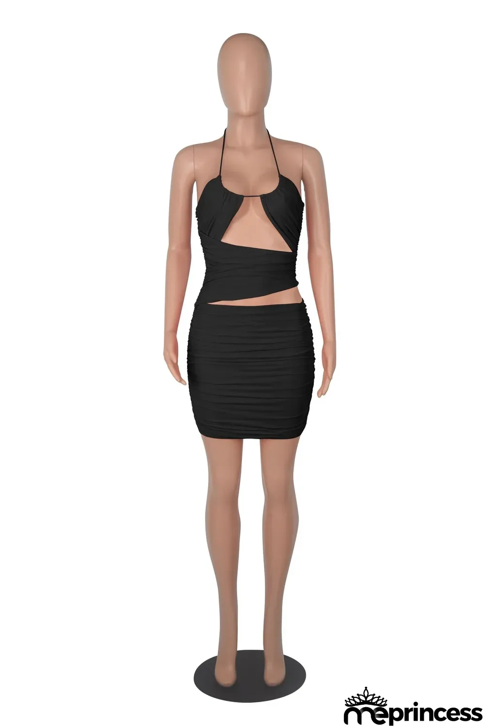 Women Summer Straps Sexy Pleated Backless Bodycon Dress