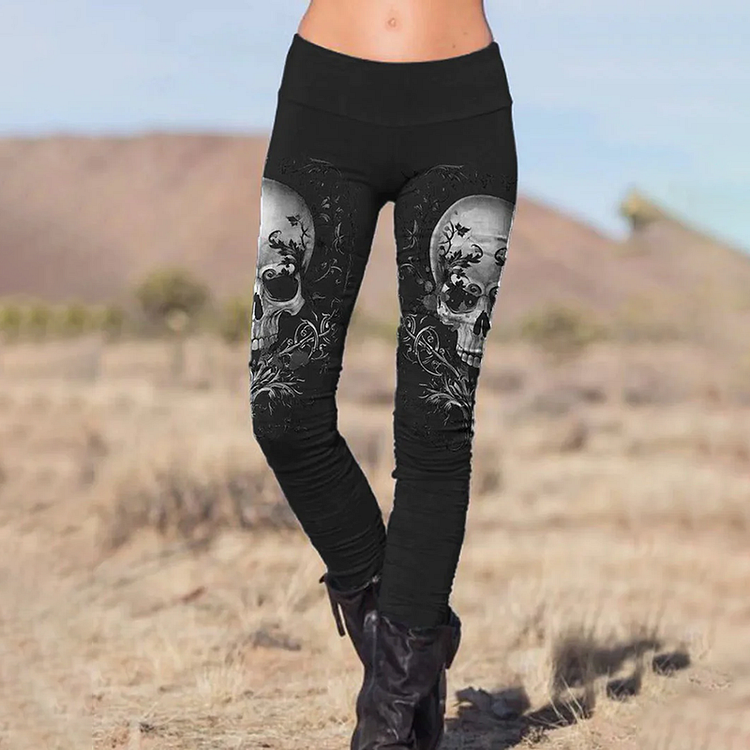VChics Skull Print Casual Leggings