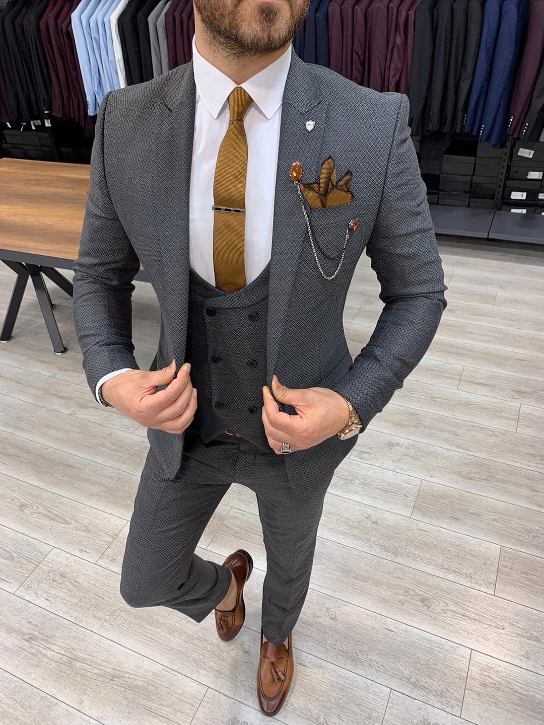 Montini Gray  Slim Fit  Suit