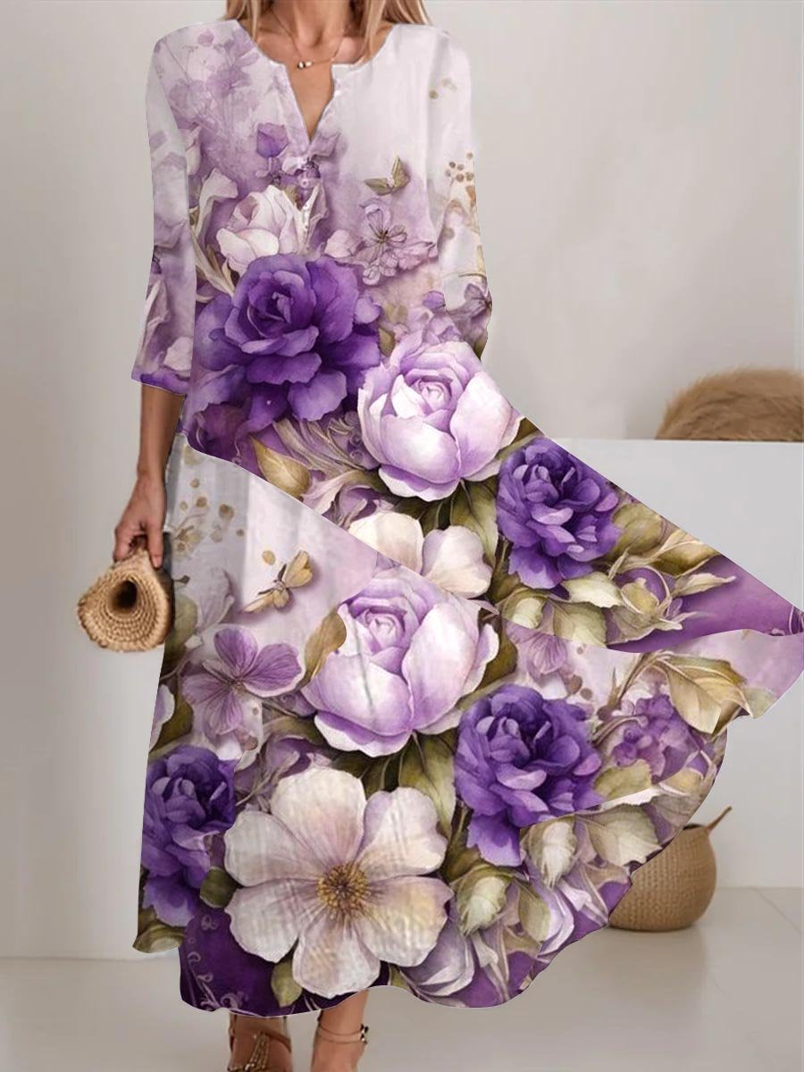 Women's Floral Pattern Flowy Dress