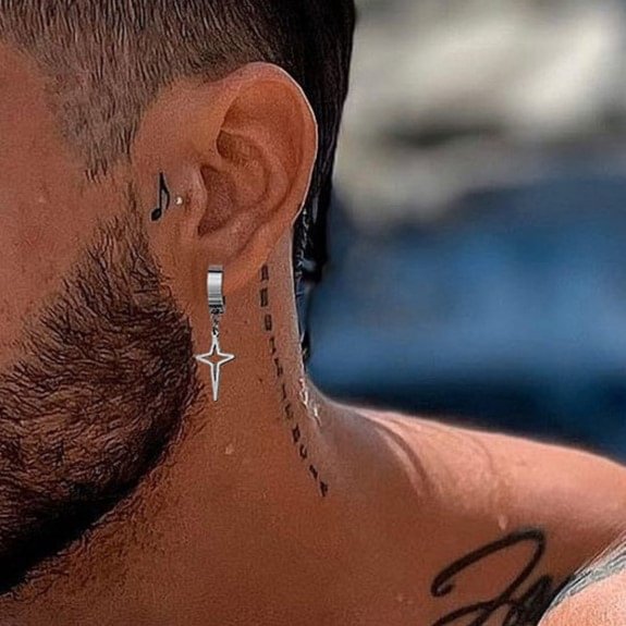 Silver Gold Star Hoop Drop Earrings For Men-VESSFUL