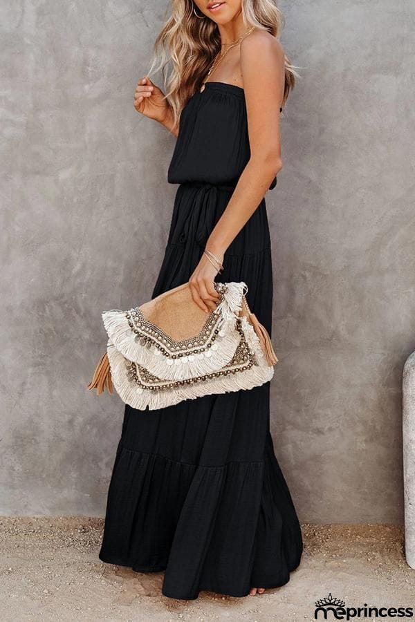 Bandeau Solid Color Maxi Dress