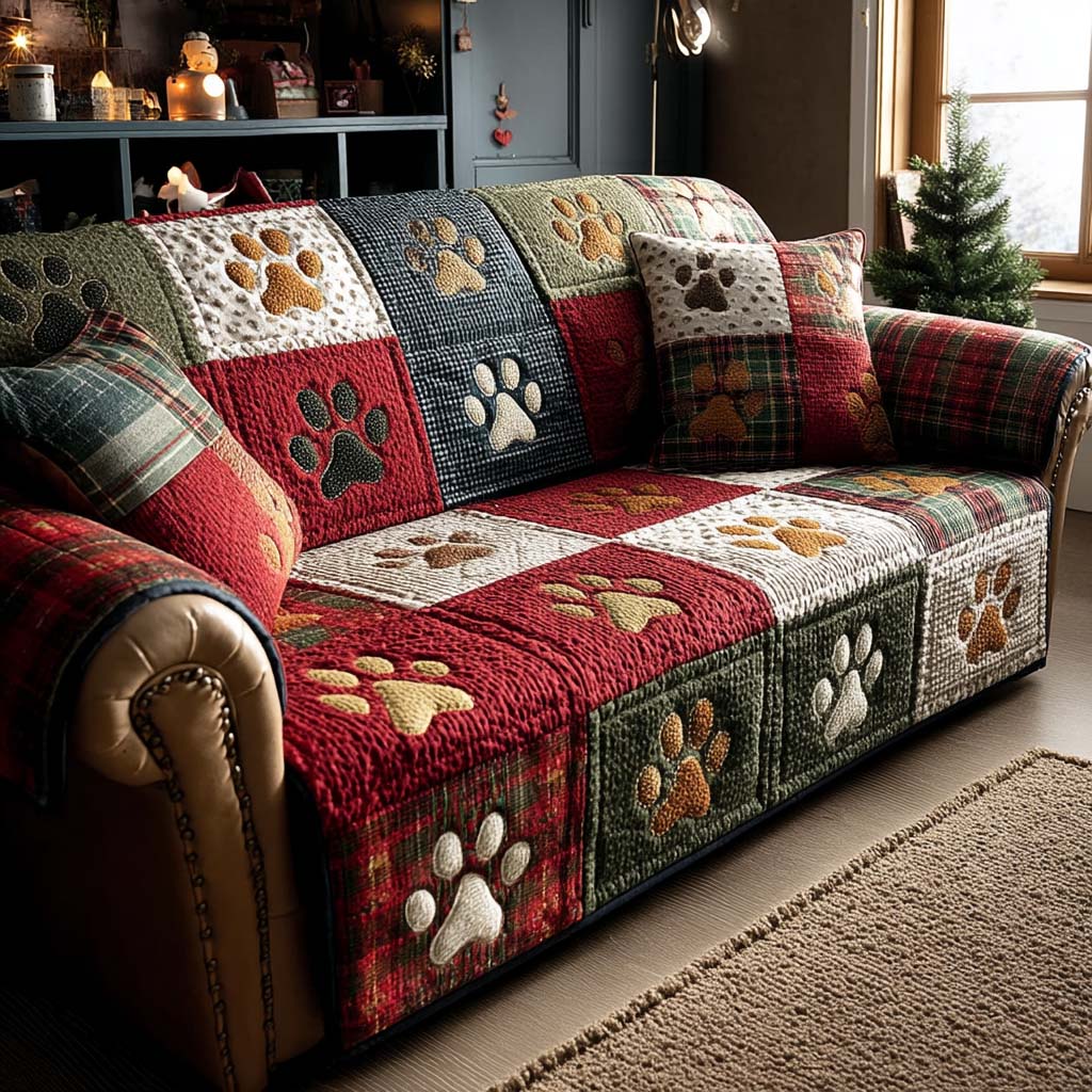 Pawliday Fun Quilted Sofa Cover NCU0NT11197 everthome