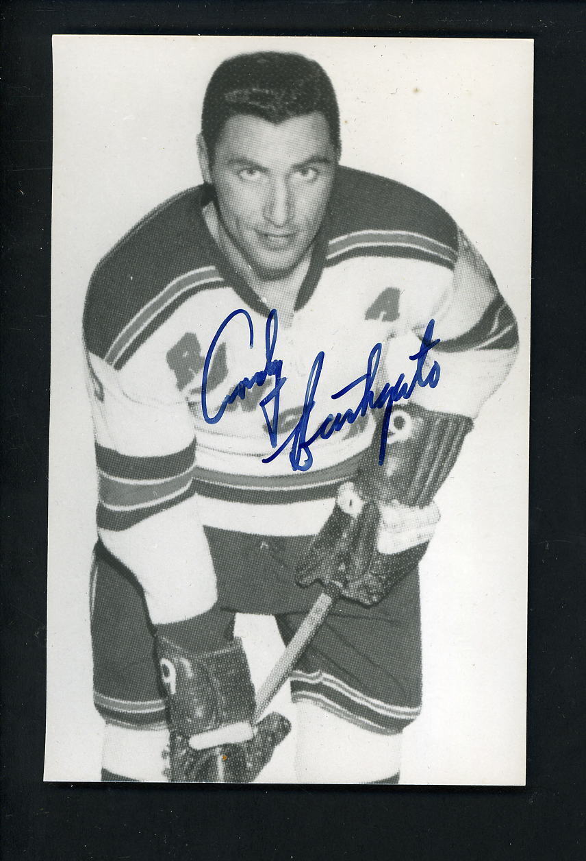 Andy Bathgate Signed Autograph Postcard with JSA authentication New York Rangers