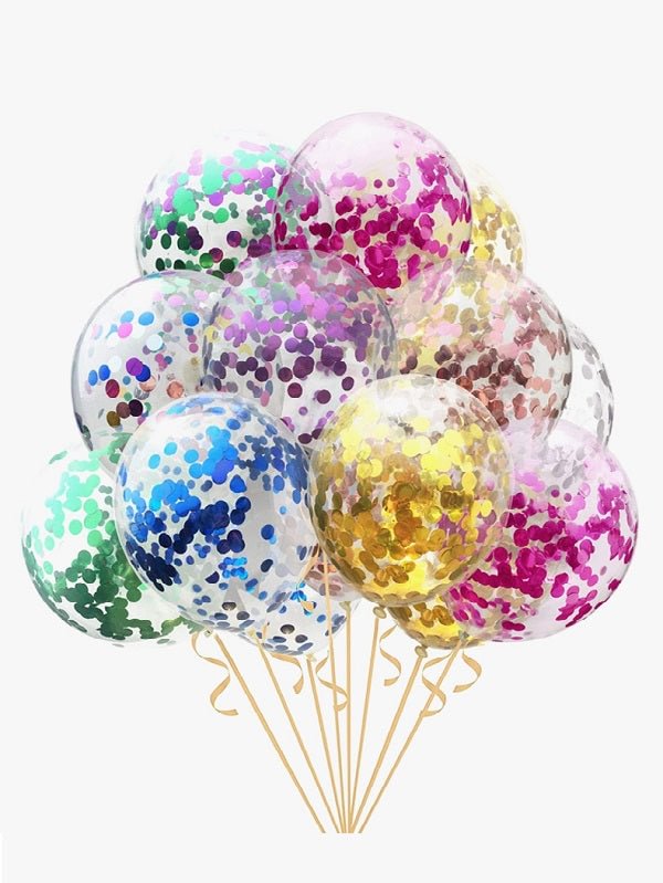 Multicolored Transparent Sequin Balloons 100pcs for Party Supplies-elleschic