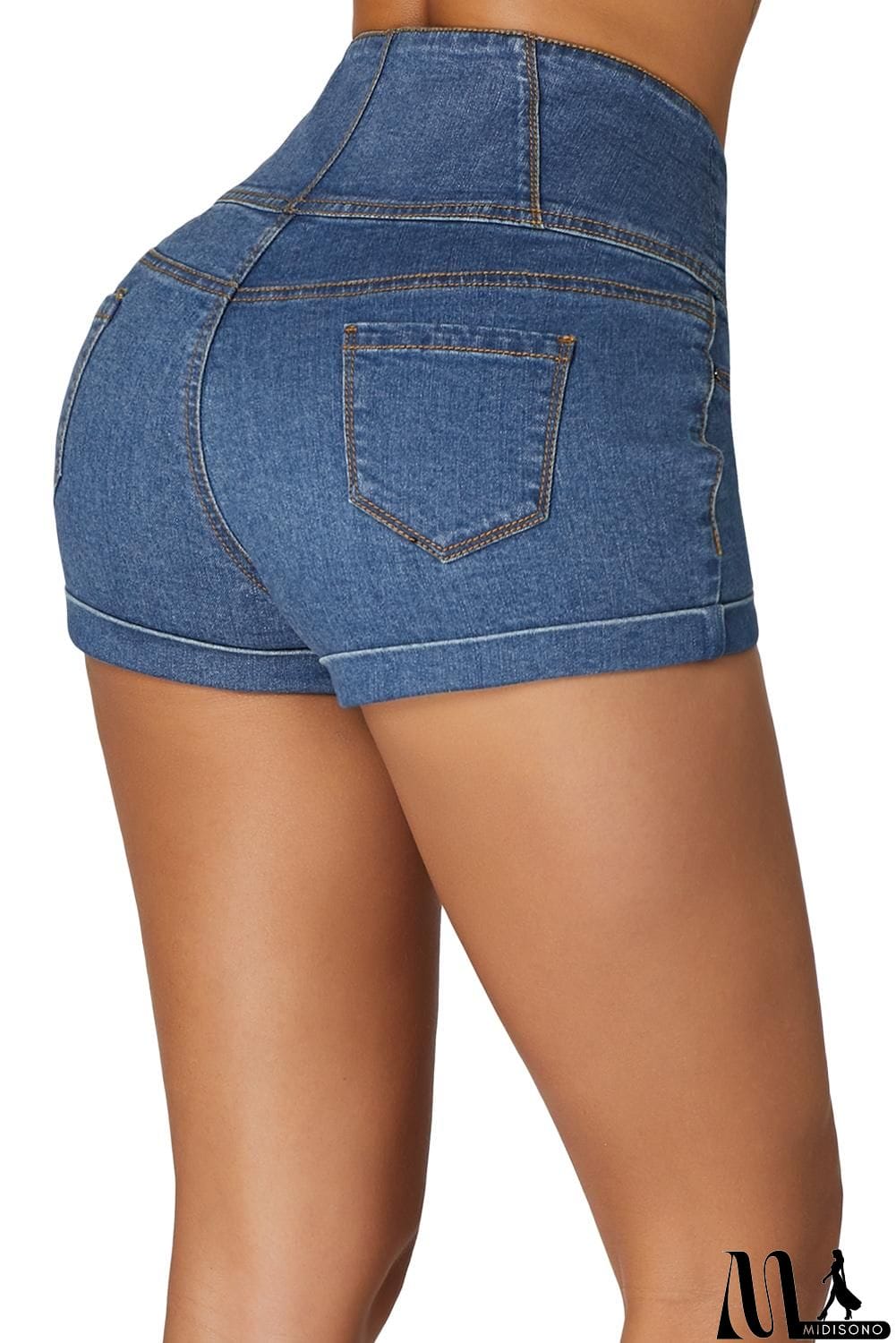 MidiSono - Buttoned High Waist Short Jeans