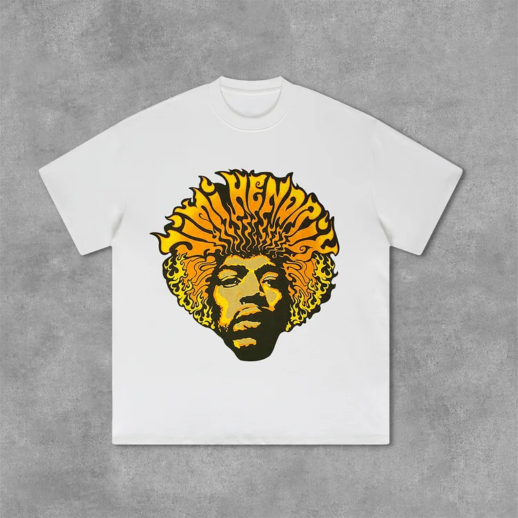 Hendrix Fashion Guitarist Graphic Print Casual Cotton T-Shirt SOPULA