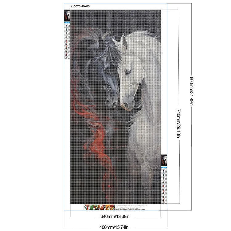 5D Diamond Painting Black and White Horse in the Ocean Kit