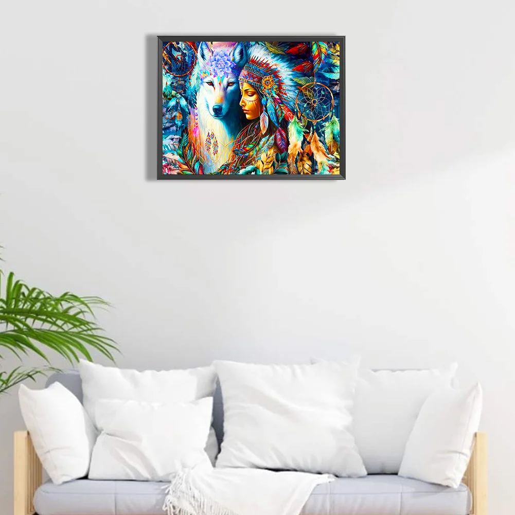 Diamond Painting - Full Round Drill - Indian Wolf(Canvas|40*30cm)