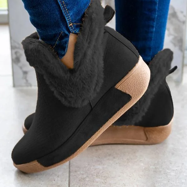 Soft Faux Suede Fur Ankle Boots