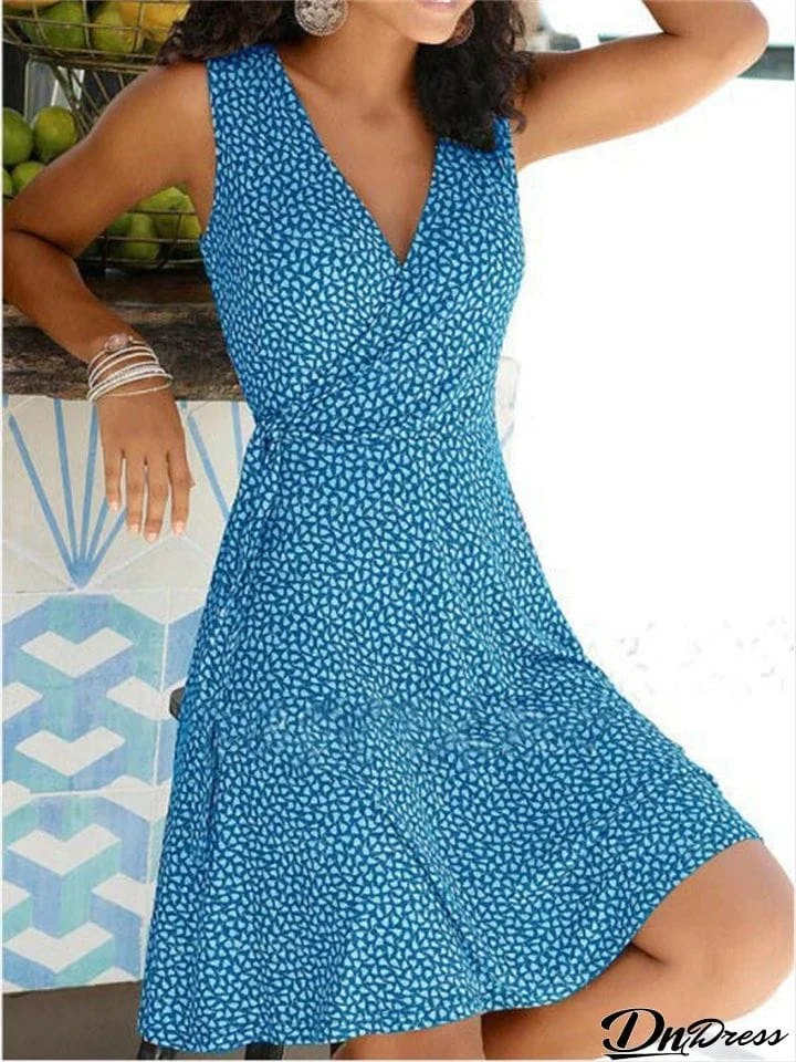 Women's V Neck Sleeveless Trendy Summer Dresses