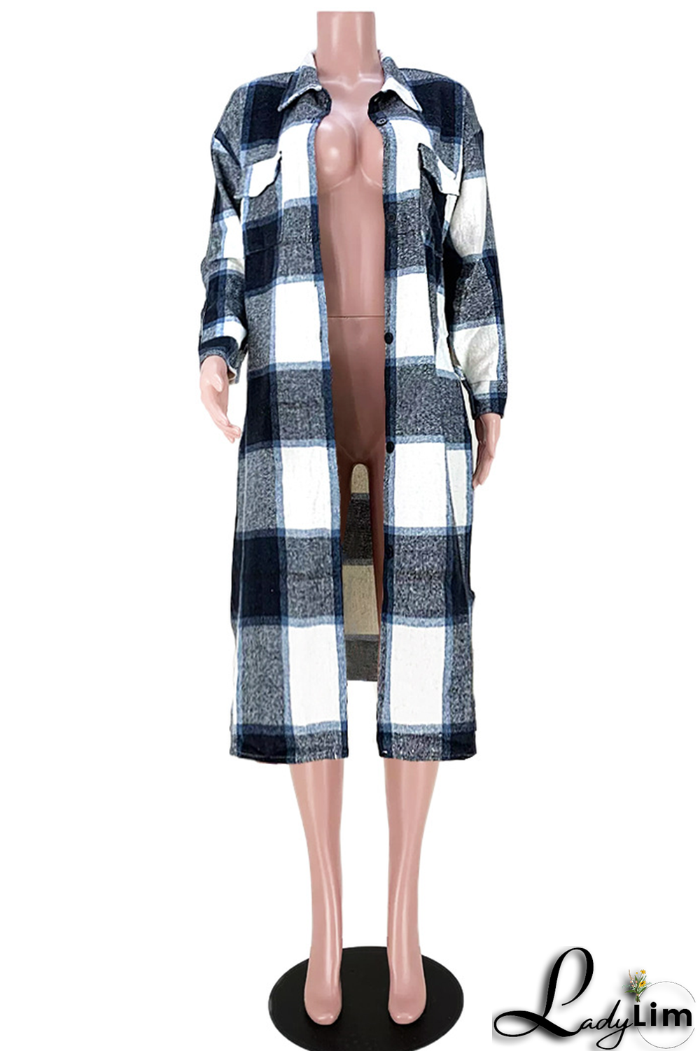 Green Casual Plaid Patchwork Turndown Collar Outerwear