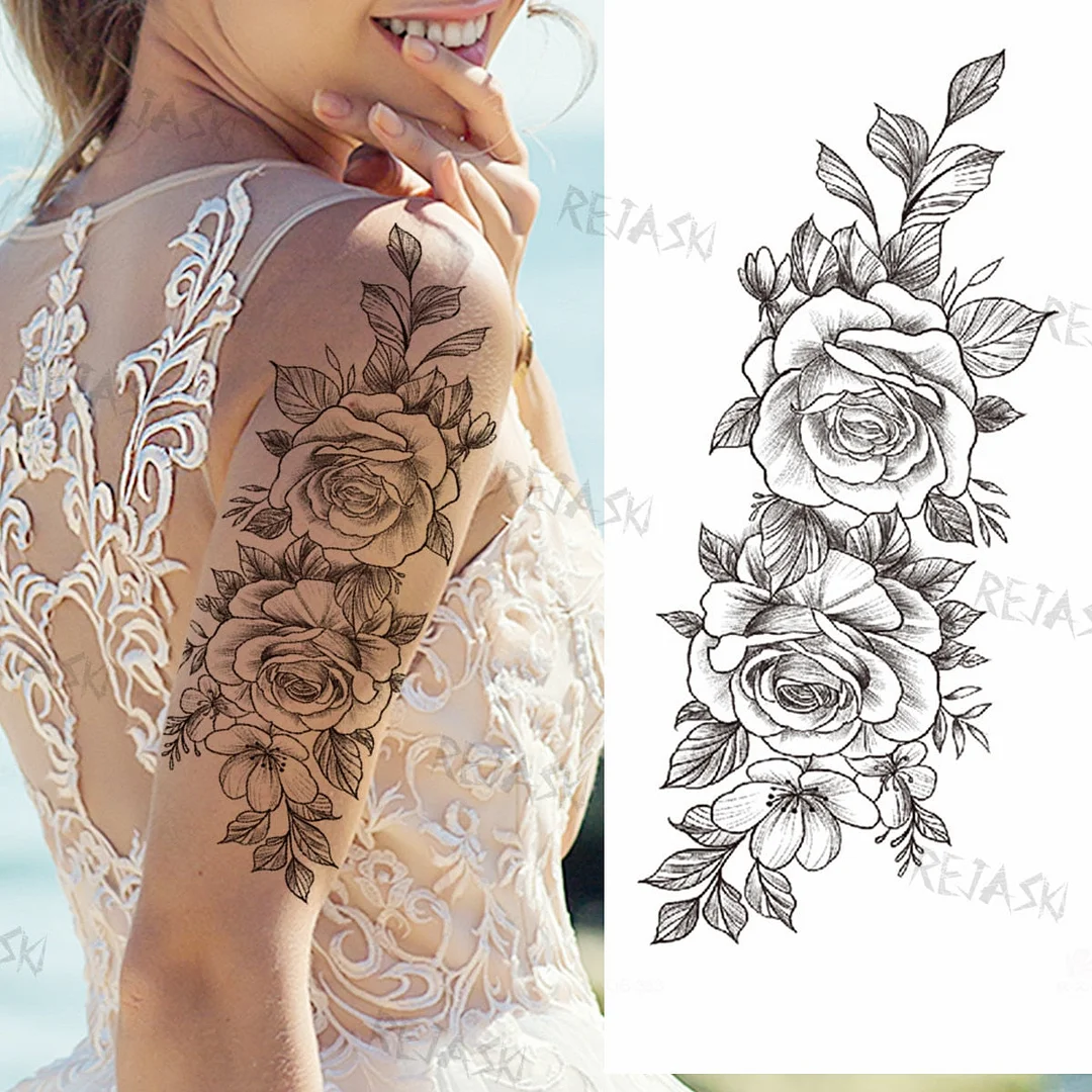 Gangster Wolf Temporary Tattoo For Women Men Death Skull Fake Tattoos Sticker DIY Harajuku Mermaid Waterproof Tatoo Body Art Arm