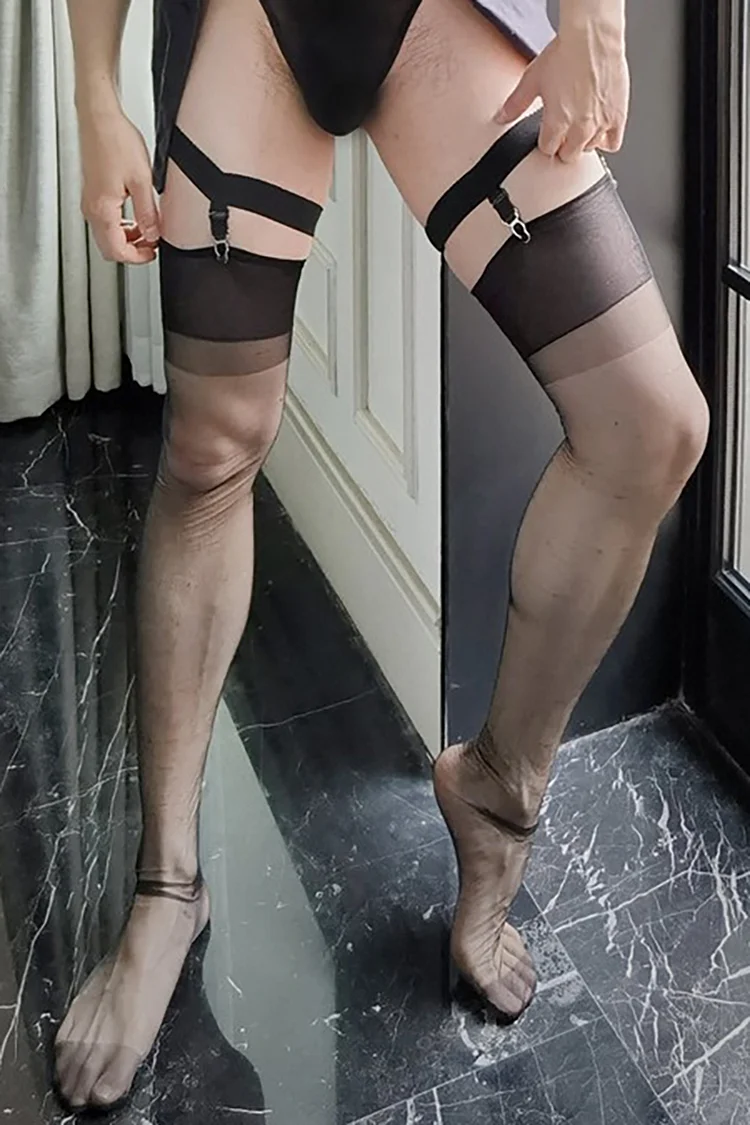 Men's Mesh See-Through Over Knee Long Stockings
