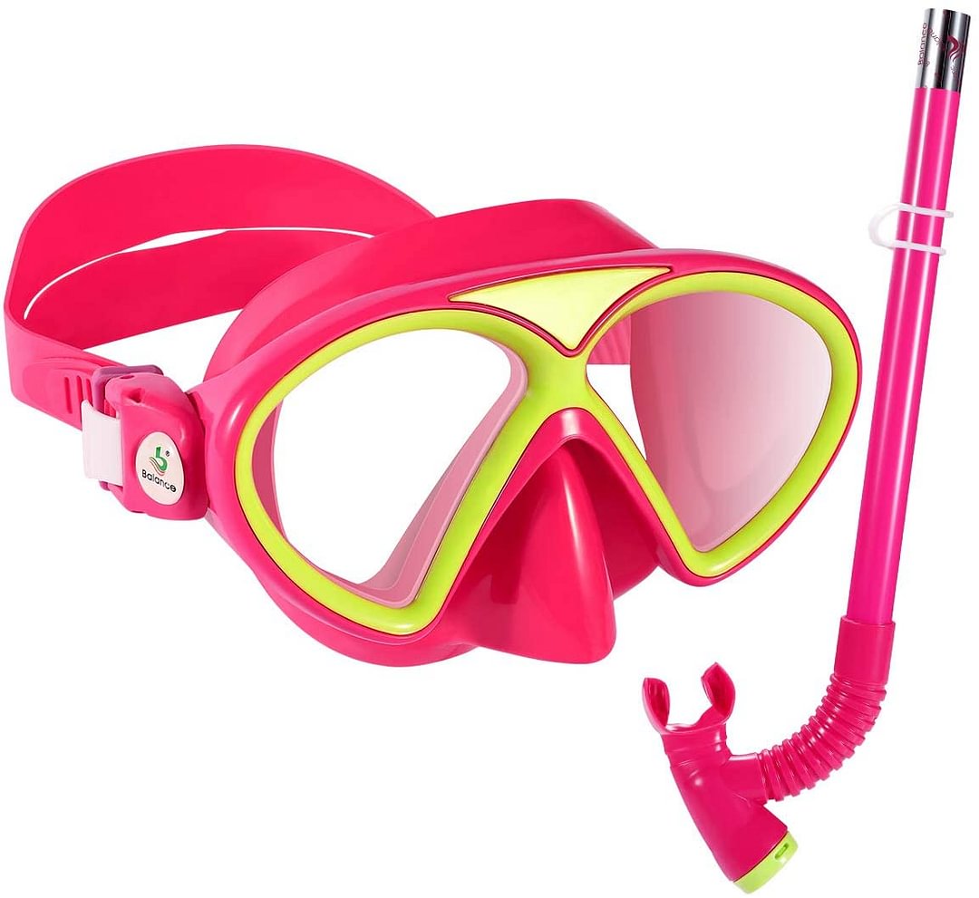 Kids Snorkel Set, Children Anti-Fog Scuba Diving Mask Swimming Goggles Semi-Dry Snorkel Equipment Snorkeling Packages