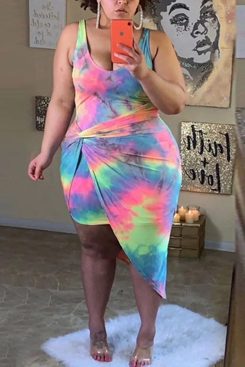 Sexy Printed Colorful Sleeveless Dress