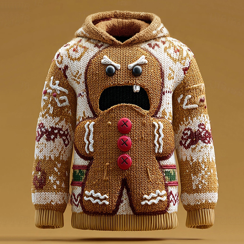 Men's Angry Gingerbread Man Hooded Ugly Sweater elevenforest