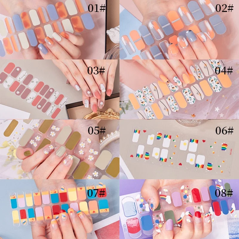 New Designs Full Cover Nail Stickers Fashion Flowers Nail Sticker Set Self Adhesive Manicure Decoracion Nail Strips-Nail Inspo