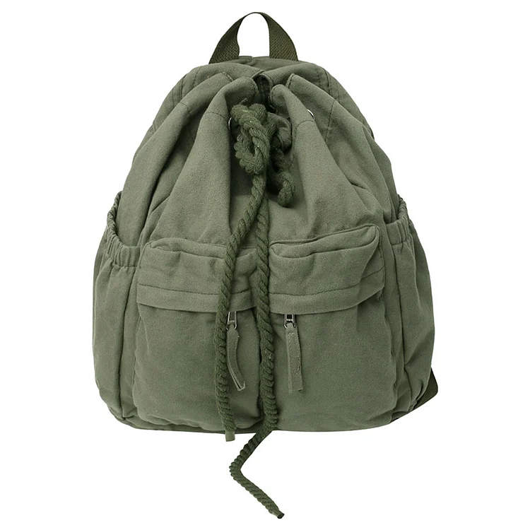Universal Book Bag Vintage Drawstring Casual Daypack Carrying Bag (Green)
