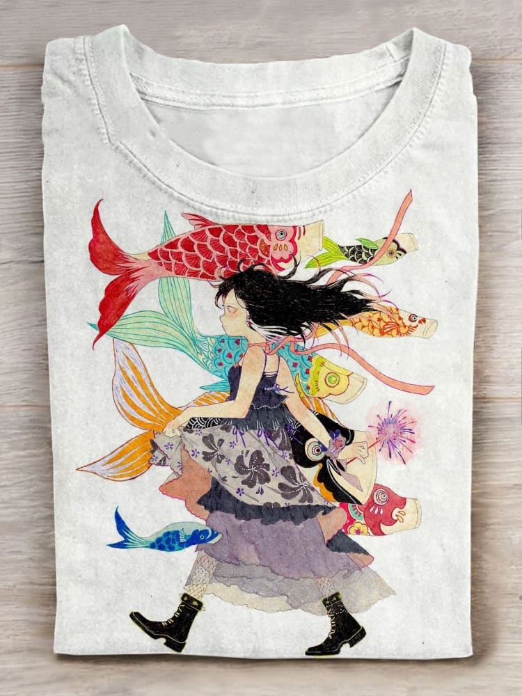 Fish Art Print Casaul Short Sleeve T-shirt