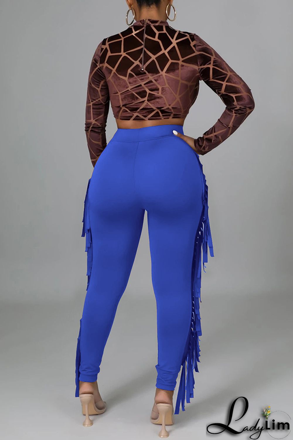 Black Fashion Casual Solid Tassel Regular High Waist Pencil Trousers