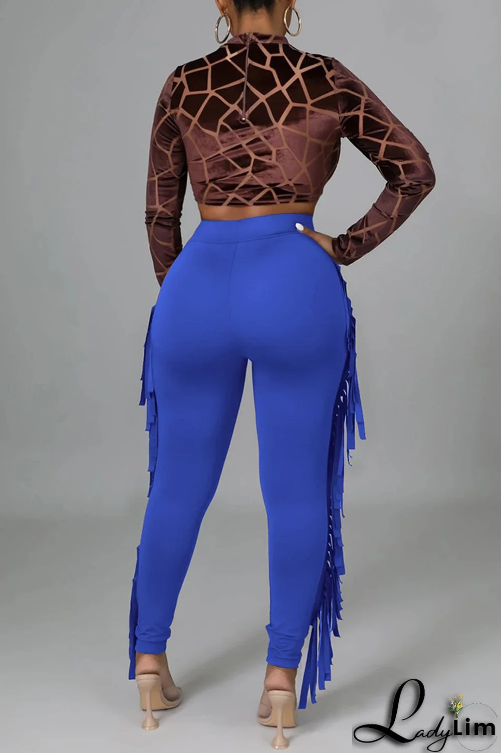 Black Fashion Casual Solid Tassel Regular High Waist Pencil Trousers