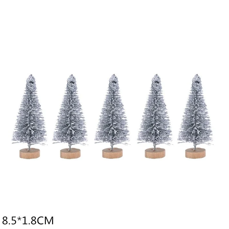 5Pcs 5-16cm Sisal Fiber Mini Christmas Tree Snow Frost Pine Tree DIY Craft Christmas Party Table Decoration Christmas Ornaments