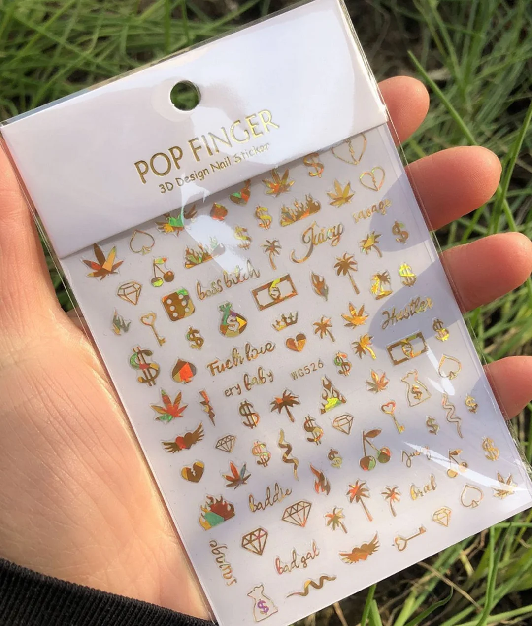 3D Nail Stickers Slider Decals New Arrival Black White Weed Dice Guns Pattern Manicure Decals DIY Nail Art Decoration Accessorie-Nail Inspo