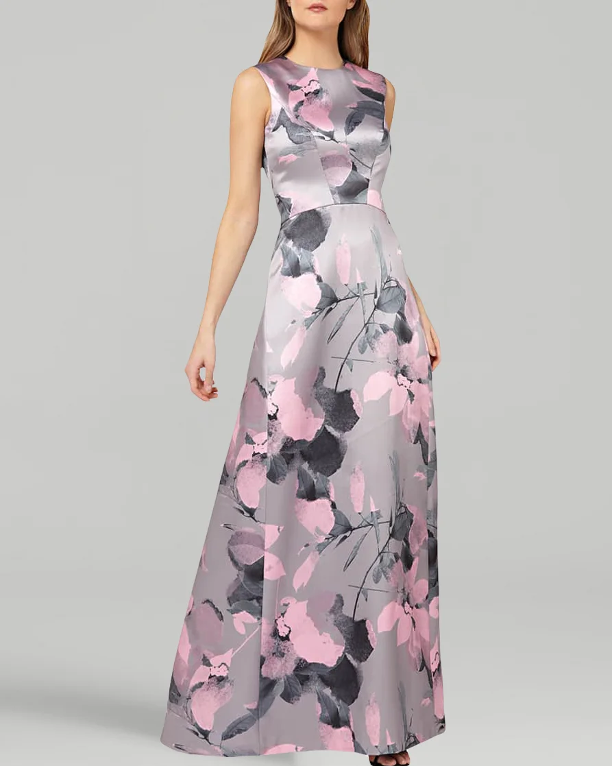 Women's sleeveless floral print dress - 01