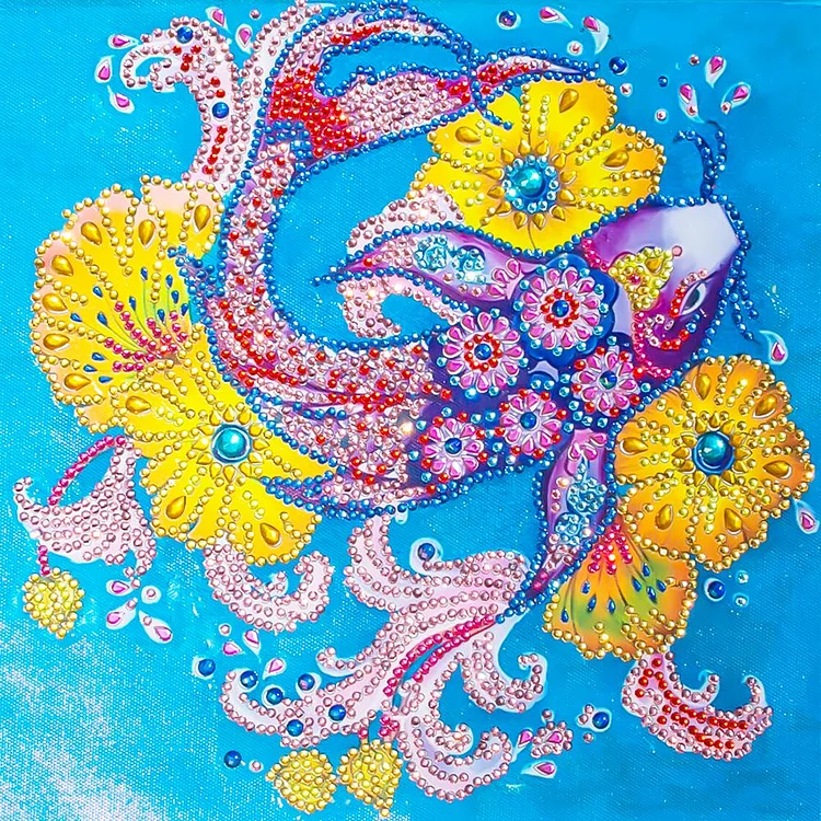 Colorful Fish - Partial Special Shaped Drill Diamond Painting - 30x30cm(Canvas)