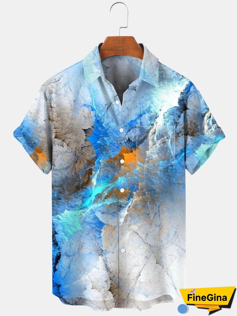 Abstract Men's Shirts With Pocket