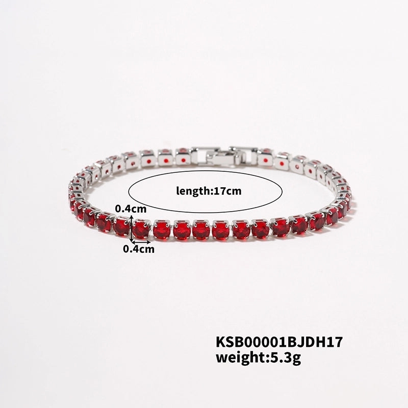 Hip-Hop Solid Color Copper Inlay Zircon K Gold Plated Rhodium Plated Unisex Tennis Bracelet