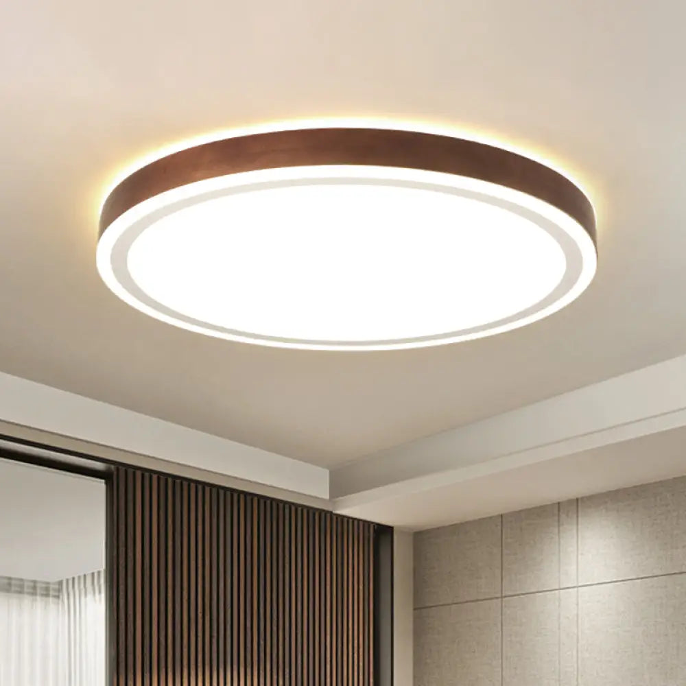 Minimalist Brown Geometric Led Flush Ceiling Light For Bedroom / 12&rsquo;