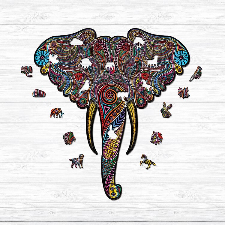 Patterned elephant Wooden Jigsaw Puzzle