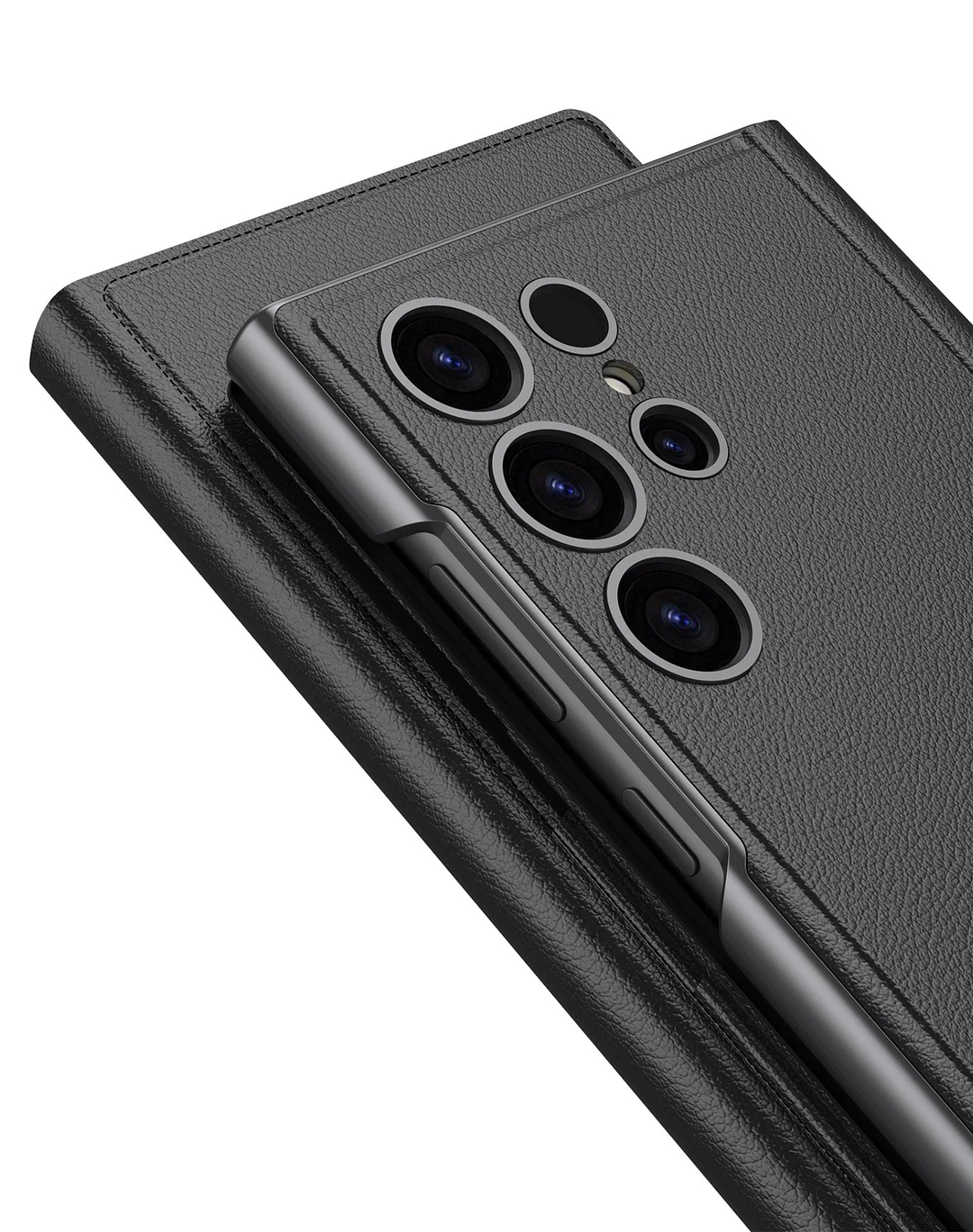 Samsung S Series Folding Stand Carbon Fiber Fine Pore Leather Phone Case