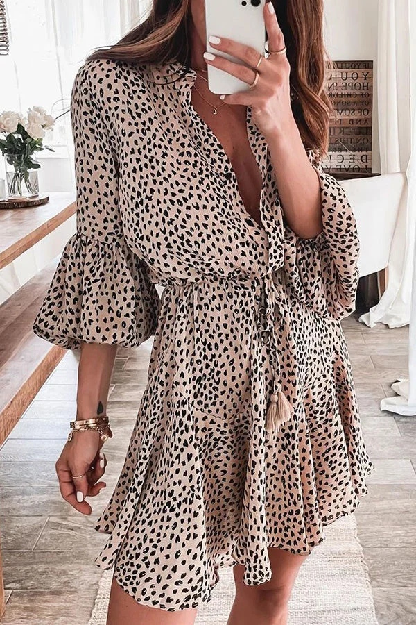 The Katie Leopard Adjustable Drawstring Swing Dress