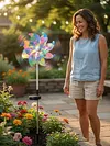 Solar Rainbow Pinwheel Garden Light with LED Solar Lights Solared Powered Wind Spinner Stake Waterproof Decorative Wind Spinner Lawn Lights for Lawn Patio Walkway Flower Bed