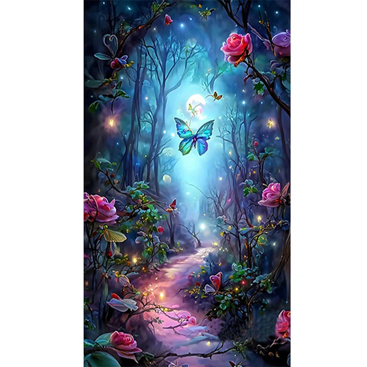 Butterfly Rose Forest 40*70CM(Canvas) Full Round Drill Diamond Painting gbfke