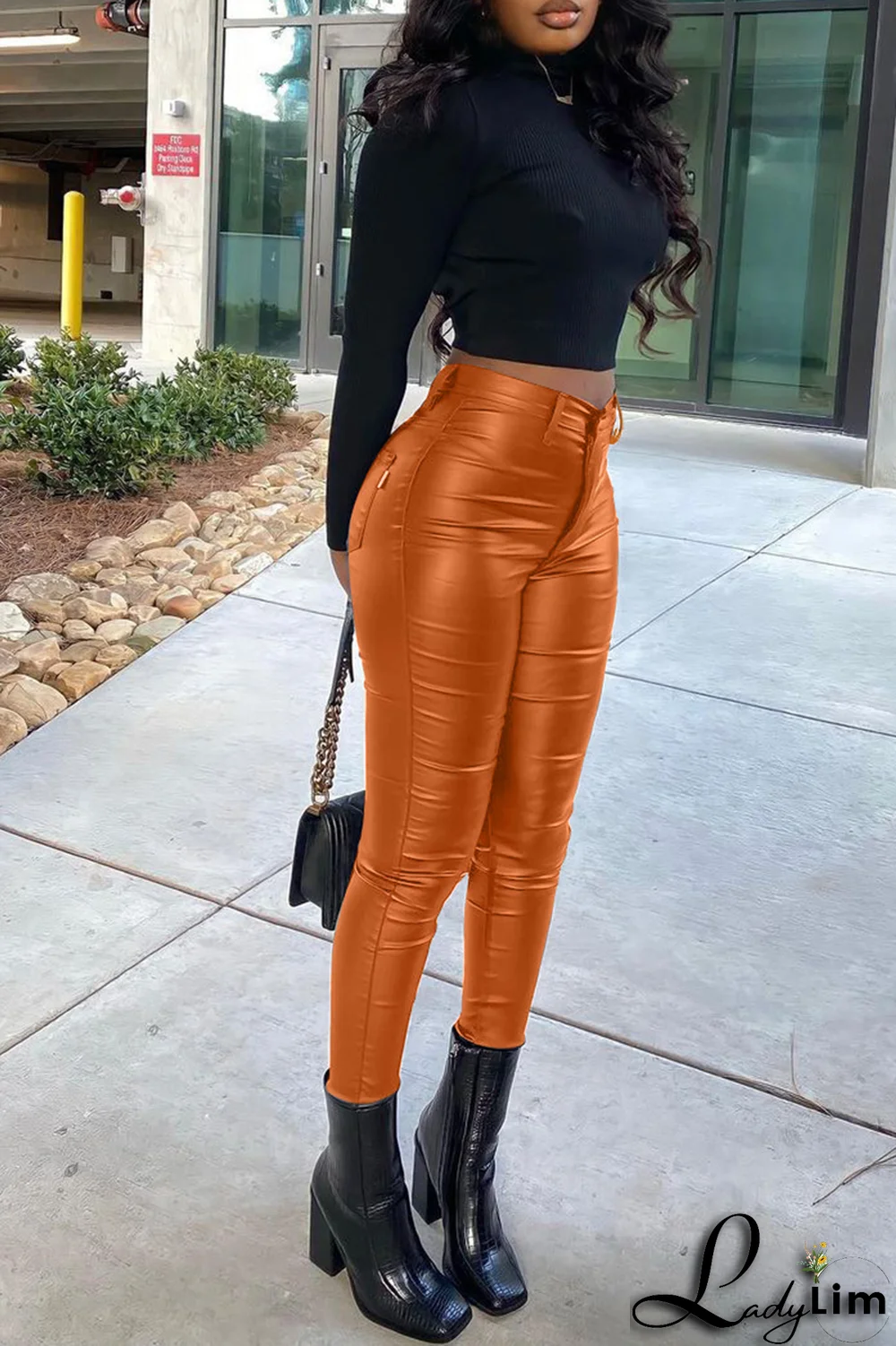 Burgundy Sexy Solid Split Joint Skinny High Waist Pencil Solid Color Bottoms