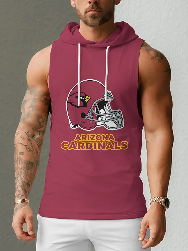 Arizona Cardinals Men's  Casual Comfy Sleeveless Hooded Tank Top