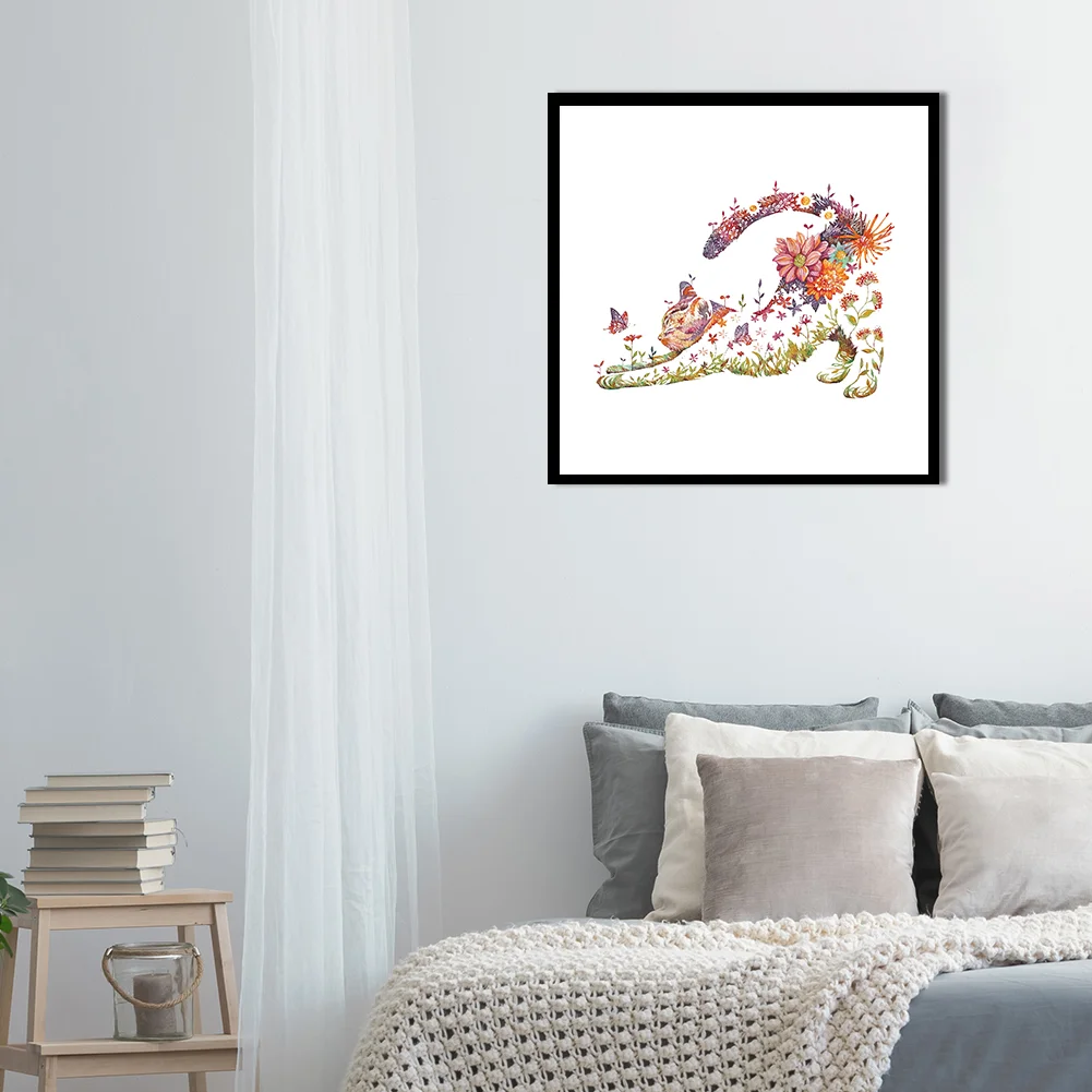 11ct Stamped Cross Stitch - Flower Cat(46*46cm)