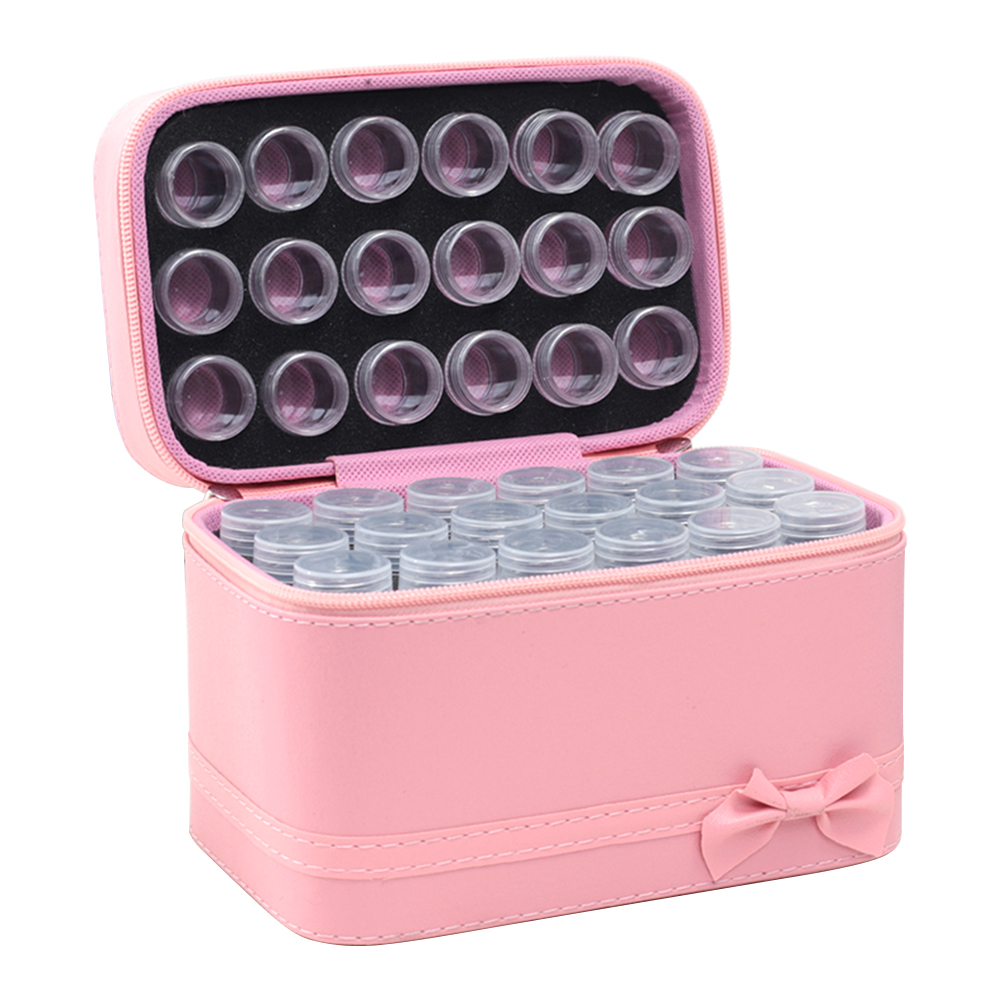 

Diamond Painting Tool Storage Bag w/54 Bottles Embroidery Beads Container, Pink, 501 Original